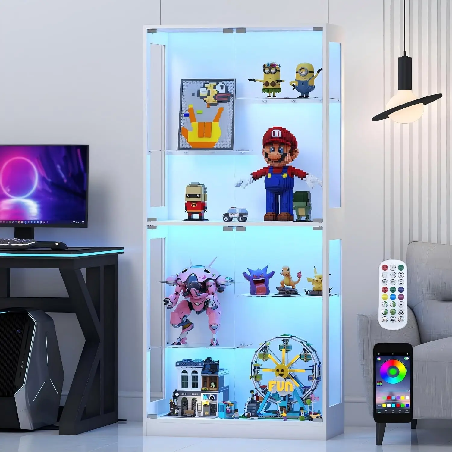 Pop Display Shelf - RGB LED Işıklı ve Ayarlanabilir Raflı